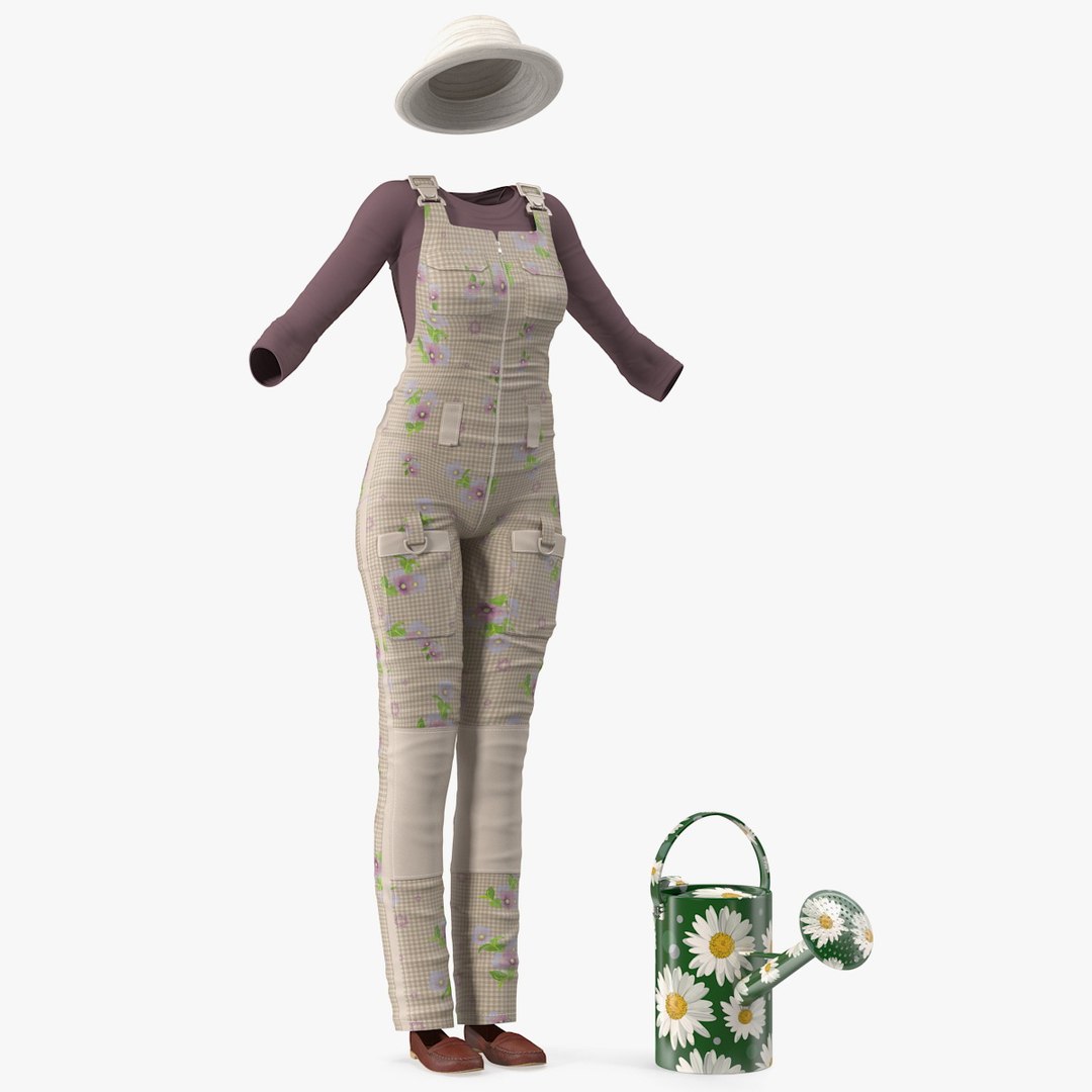 Gardening Outfit with Watering Can 3D model preview