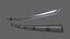 PBR Katana Japanese Sword Grey V3 3D model