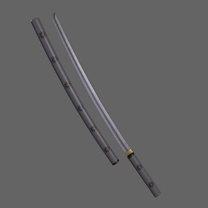PBR Katana Japanese Sword Grey V3
