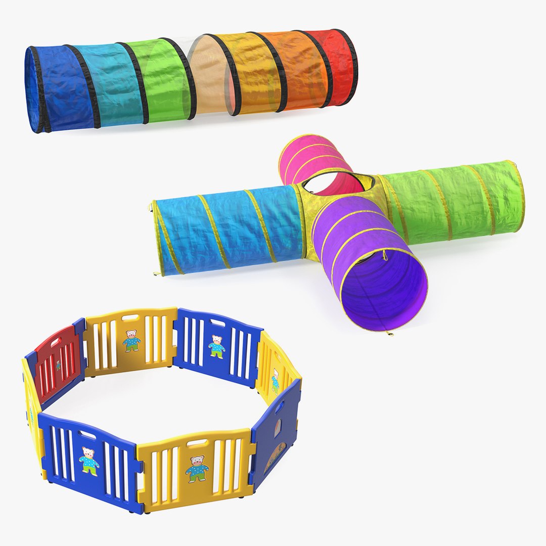 Children Playing Devices Collection 3D model preview