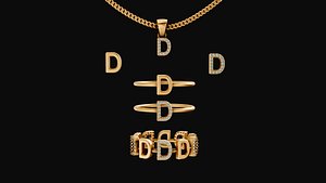 lettter d set 3D model