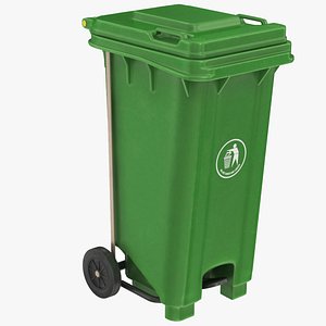 3D Street Plastic Trash Bin 1 Green