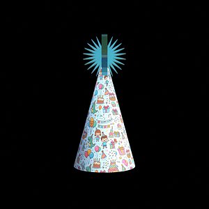 Stylized Cartoon Party Hat with Starburst Top and 4K PBR Textures