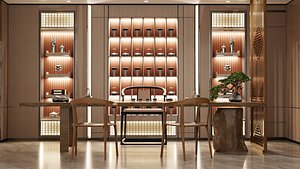 Living Room Tea Room Scene 3D model