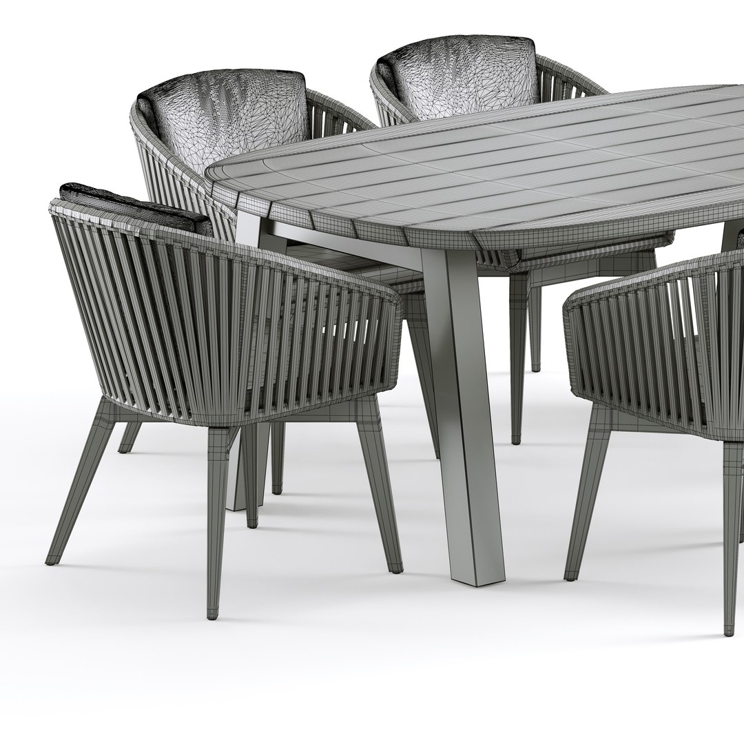 3D Outdoor Garden Woven Dining Set 2 by 4SO - TurboSquid 1869453