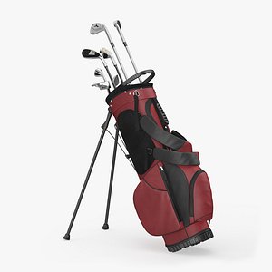 3d model golf bag 2 clubs