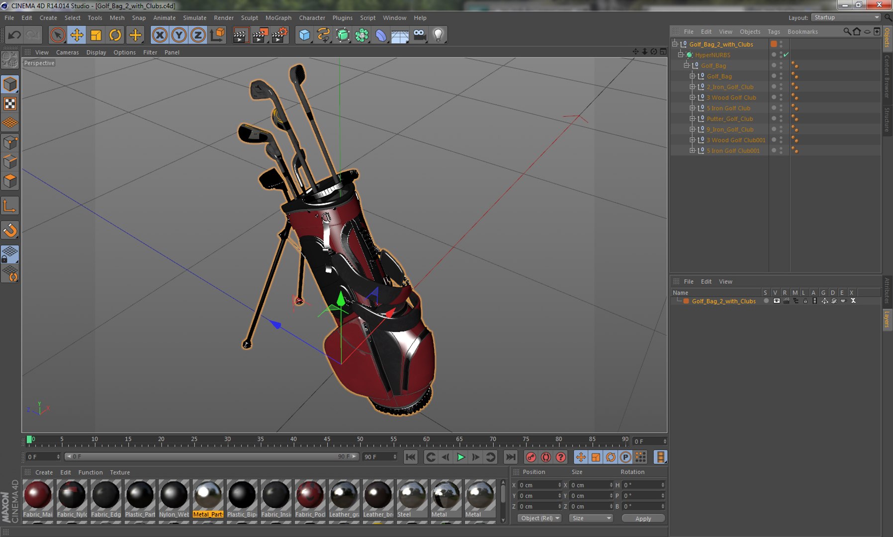 Golf Bag 2 with Clubs 3D model preview