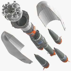 3D model Soyuz 2 Orbital Launch Vehicle Main Parts