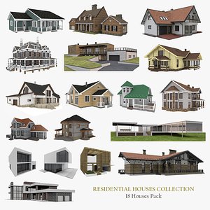 3D residential houses 18 pack