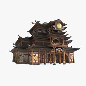 Asian Ancient Architecture Art Lounge 3D model