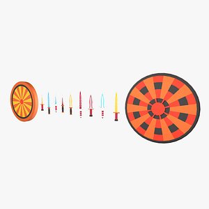 Dart - Knives And Board 3D Model