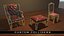 3D pbr antique gothic chairs