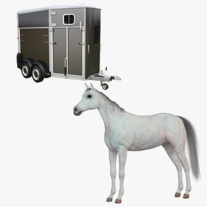 3D model horse european-style trailer