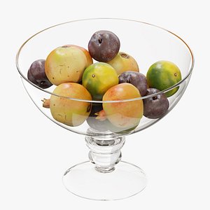Glass footed fruit set 12 3D model
