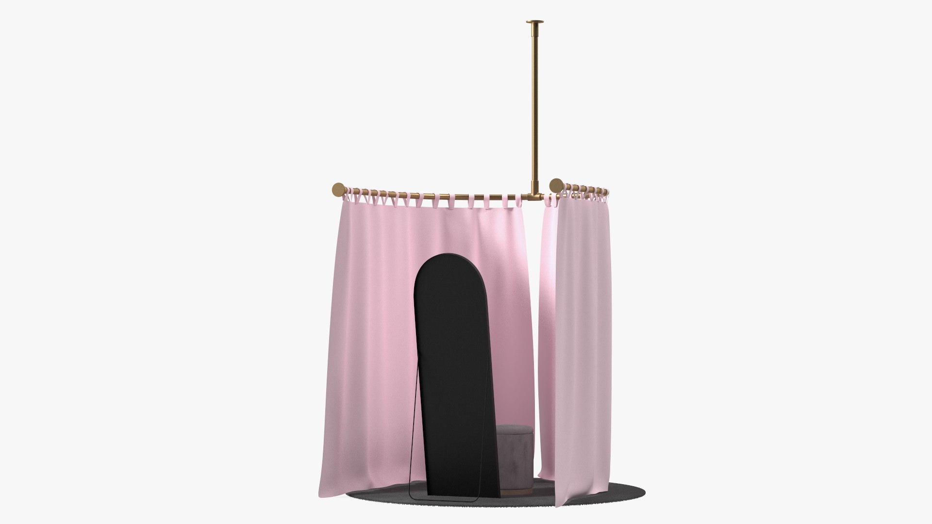 Clothing Store Fitting Room Pink Closed Fur 3D model preview
