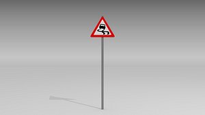 3d model slippery road sign