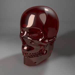 3D red glass skull l769 model