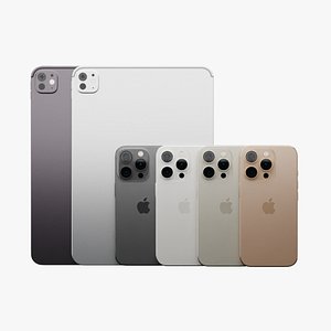Apple iPhone 16 Pro and iPad Pro 2024 in Official Colors and Design 3D model