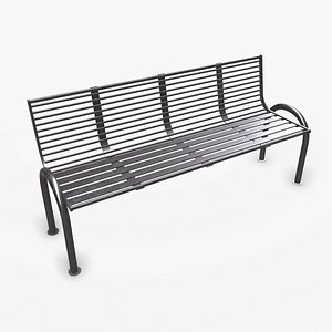 Metal Street Bench Low-poly PBR model