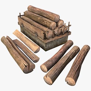 Sawmill Storage with Wooden Logs