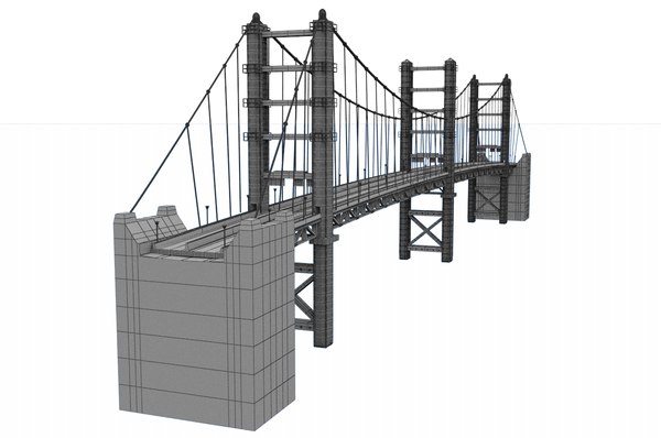 3d model of suspension bridge