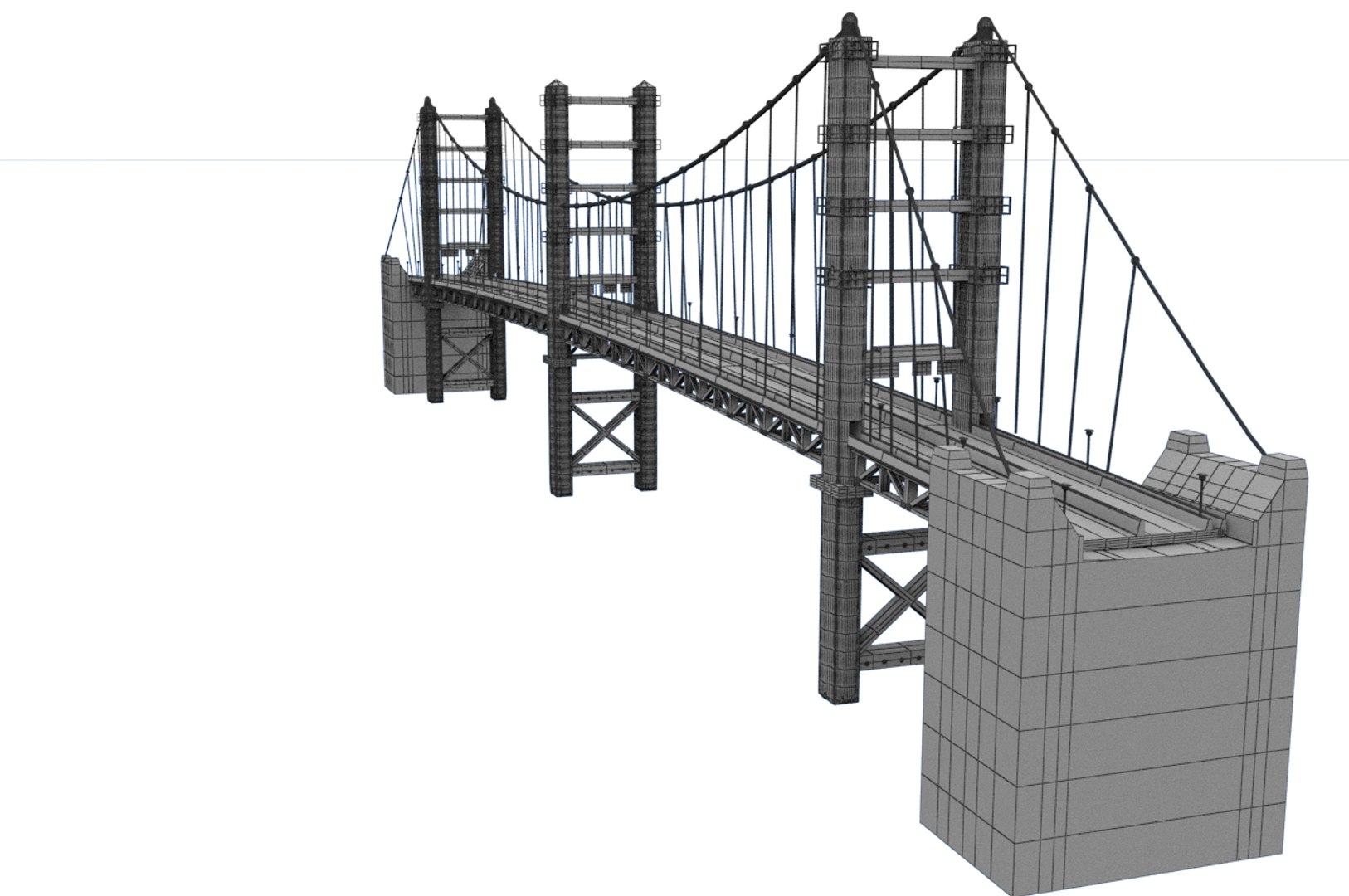 3d model of suspension bridge