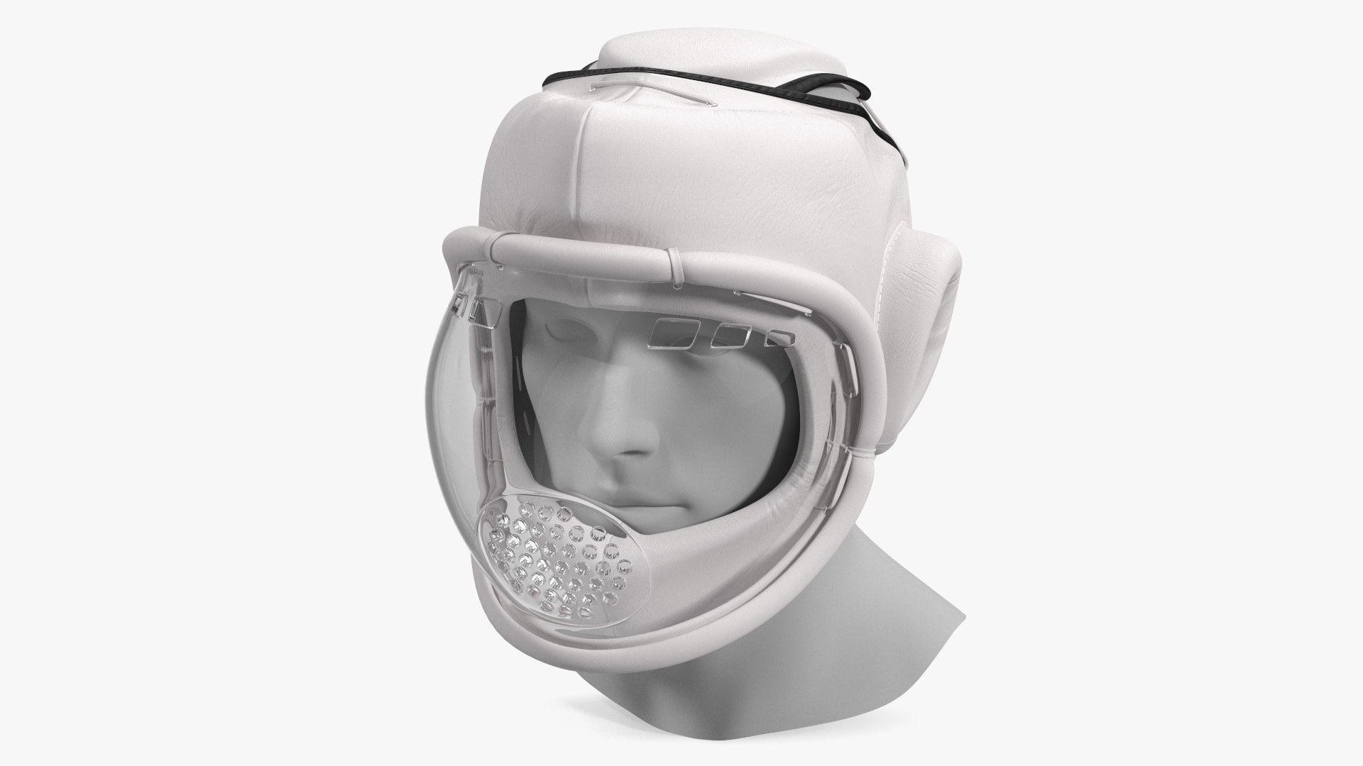 White Kudo Headguard on Mannequin Head 3D model preview
