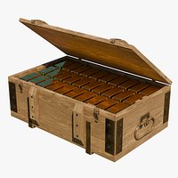 Wooden Crate with Gold Bars