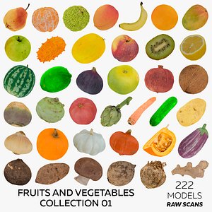 3D model Fruits and Vegetables Collection 01 - 222 models RAW Scans