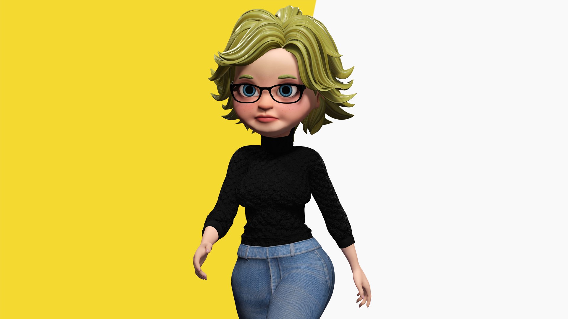 Chic And Intelligent Look Rigged Stylized Cute Nerdy Girl 3D Model 3D ...