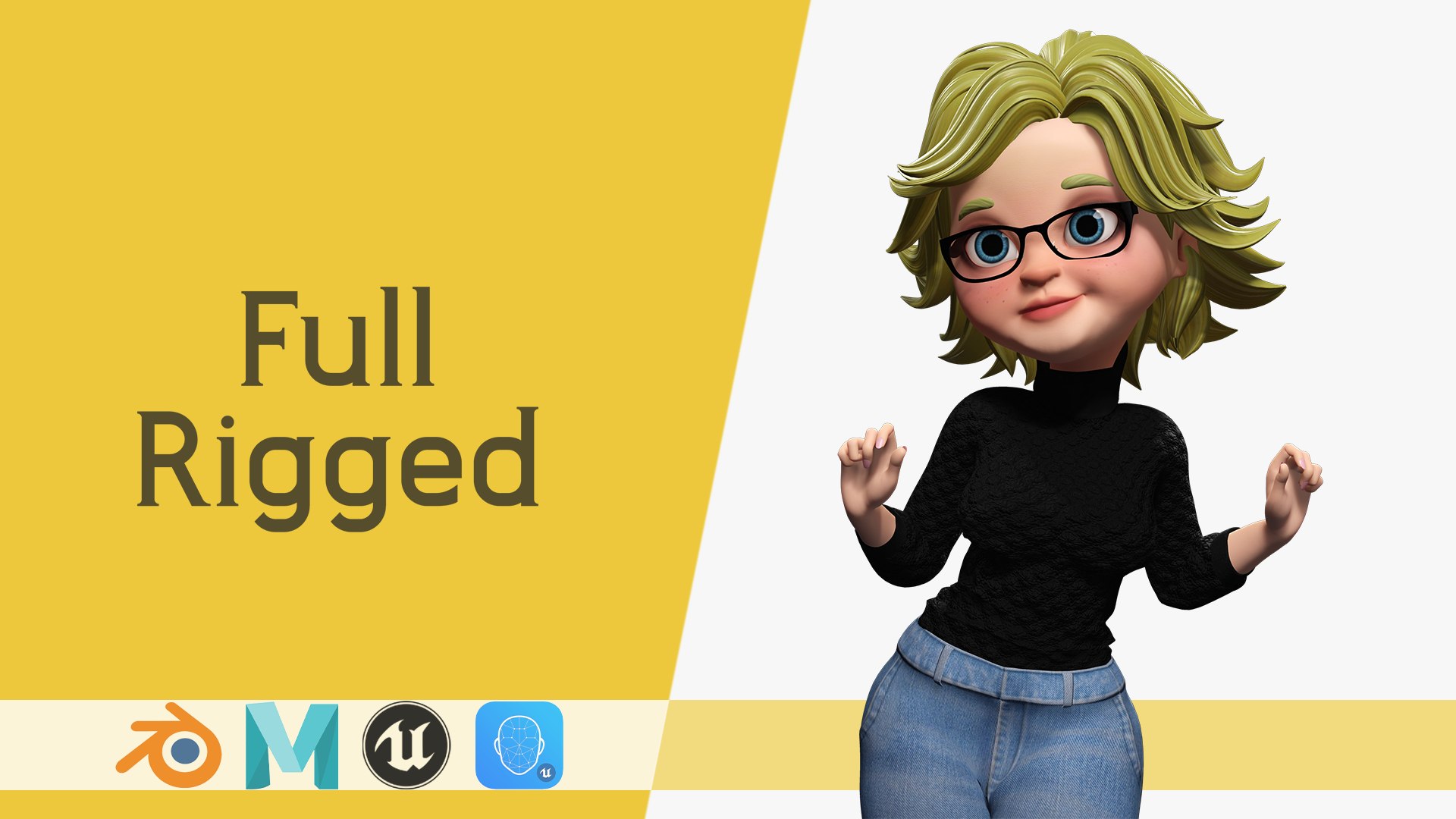 Chic And Intelligent Look Rigged Stylized Cute Nerdy Girl 3D Model 3D ...