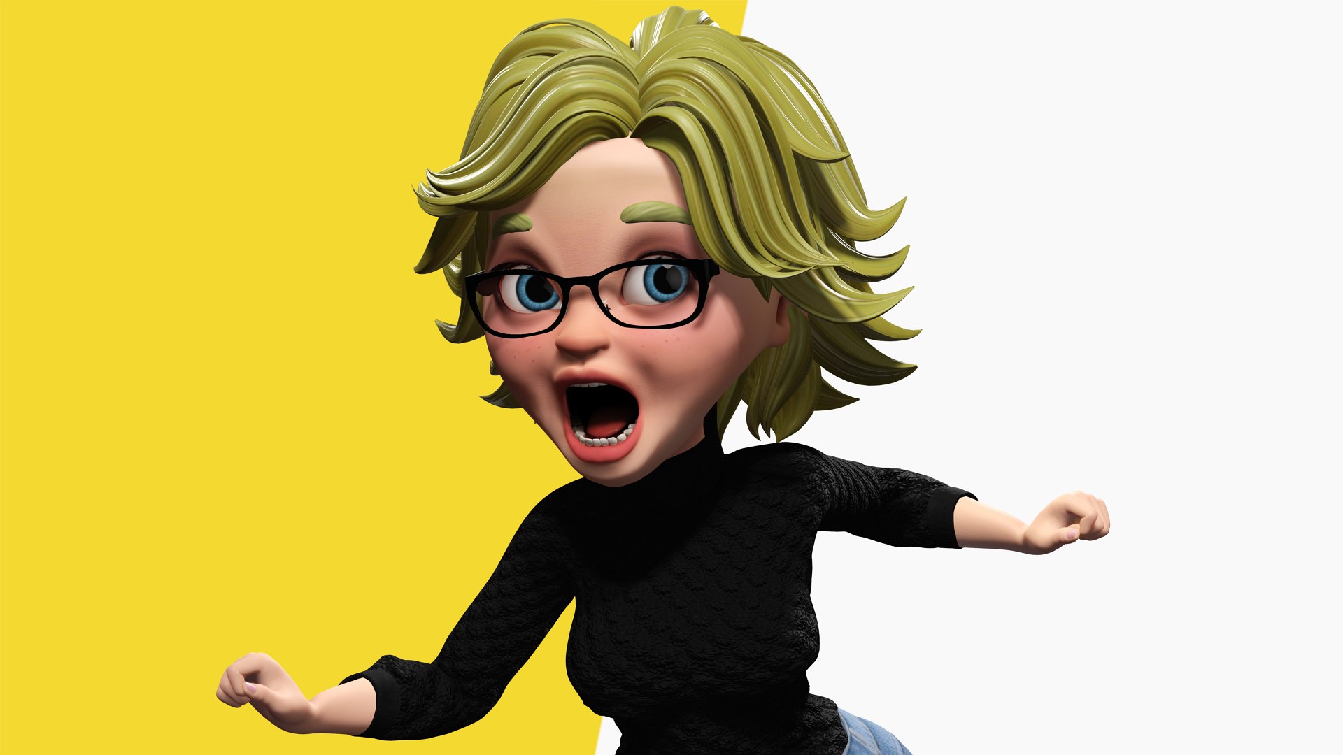Chic And Intelligent Look Rigged Stylized Cute Nerdy Girl 3D Model 3D ...