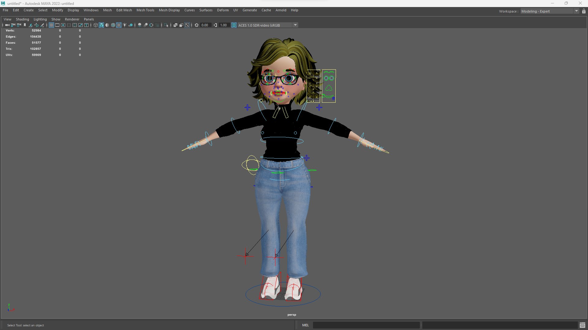 Chic And Intelligent Look Rigged Stylized Cute Nerdy Girl 3D Model 3D ...