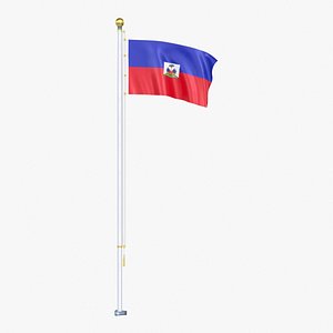 3D model Haiti Flag Stand Pole Animated Loop