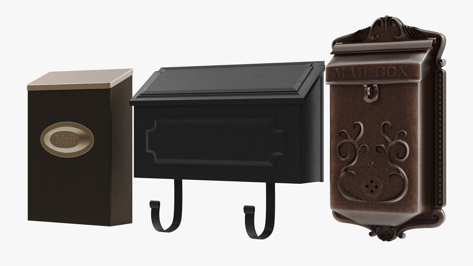 Wall Mount Mailboxes Collection 3D model preview