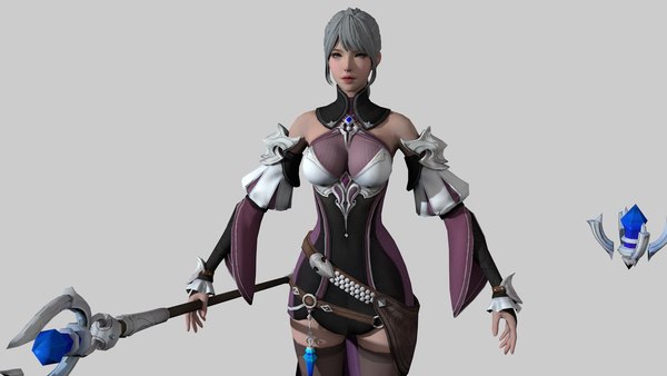 3D warrior elf girl 06 model
