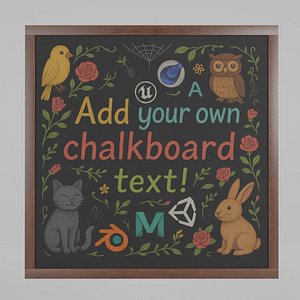3D model Customizable Wall-Mounted Blackboard - Square Standard Writing Board