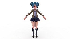 School Uniform Cartoon Girl 3D