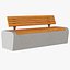 The Vernissage bench with a decking and a backrest