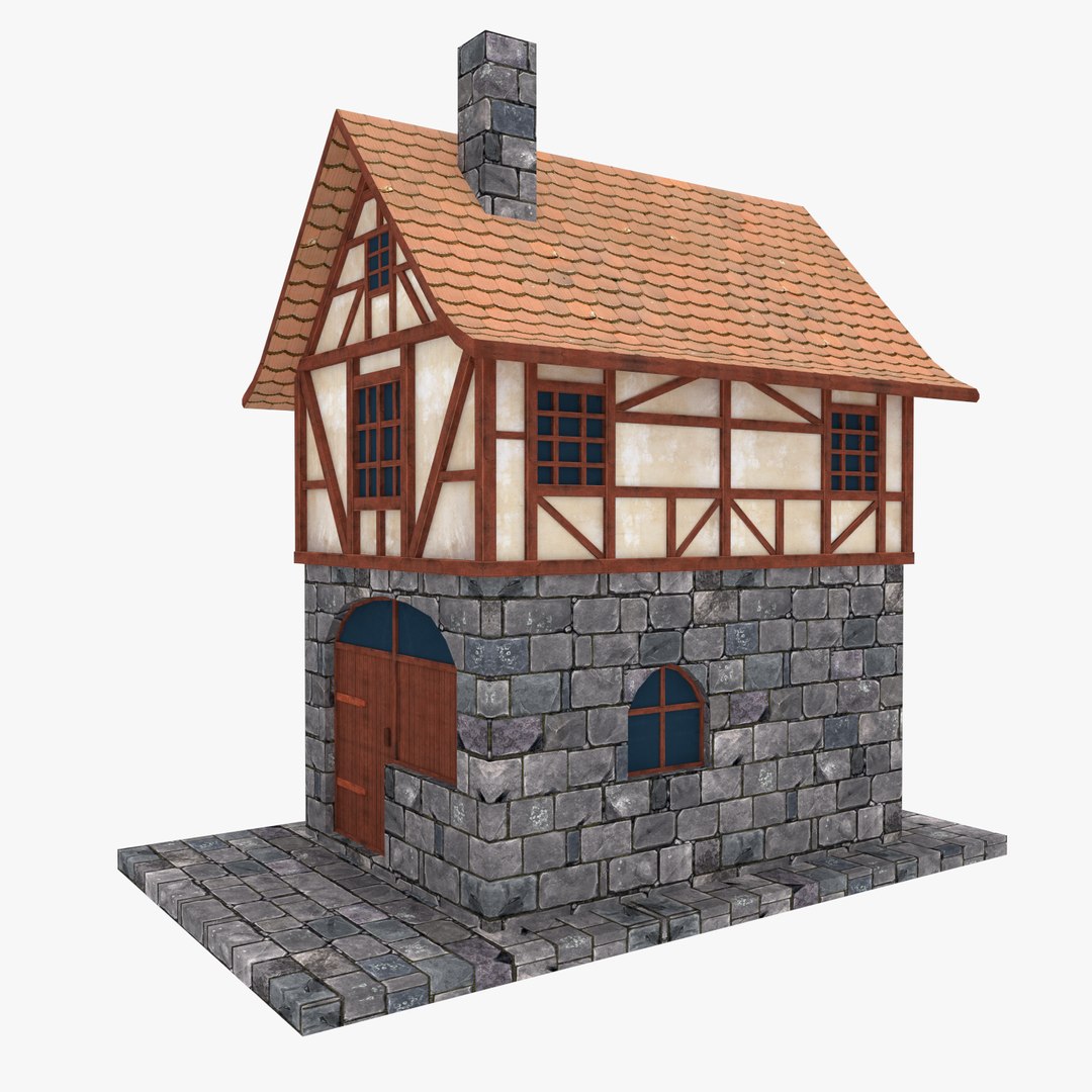 3d model medieval townhouse buildings town