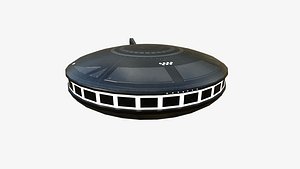 3D Alien Spaceship UFO A03 Dark Metal - Sci Fi Spacecraft Design