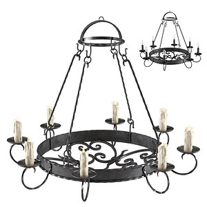 Spanish Style Wrought Iron Chandelier