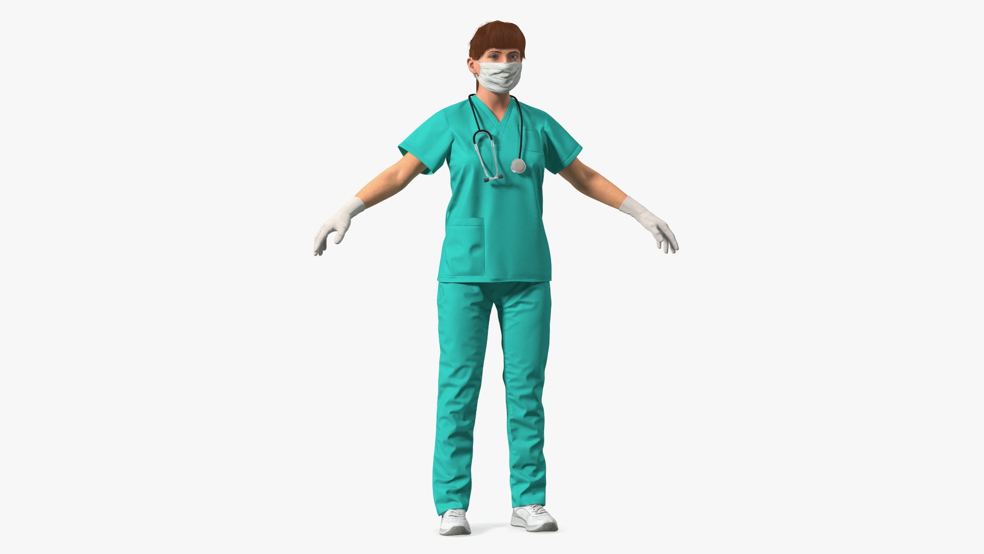 Female Nurse Character with Mask Fur 3D model preview