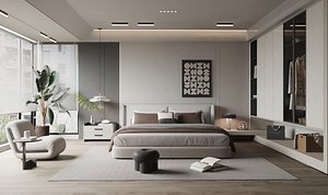 Cozy Bedroom Interior Scene for Cinema 4D and Redshift Render