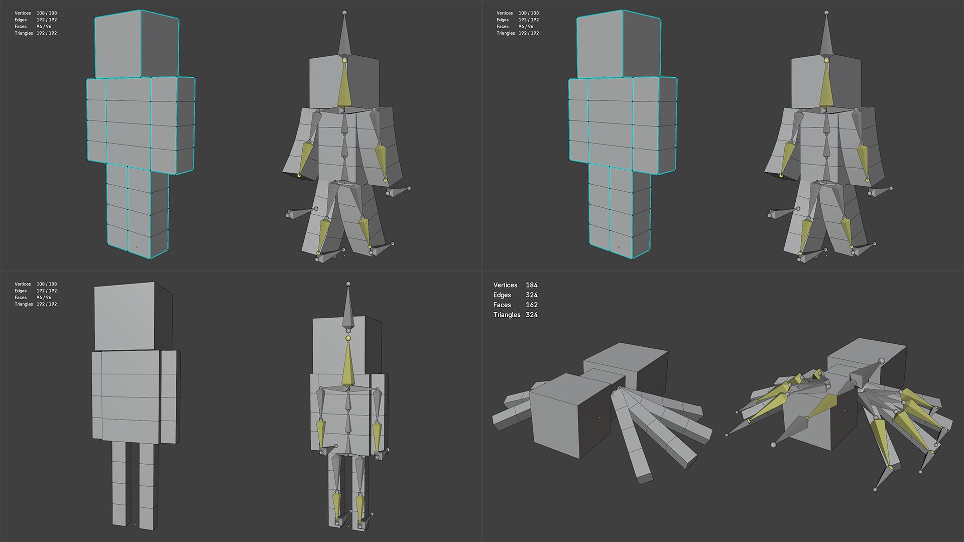 3D model Minecraft Steve Zombie Skeleton Spider Survival Rigged Collection 3D Model Game Ready 4K PBR https://p.turbosquid.com/ts-thumb/Km/MLd78n/3j/stevespiderzombieskeleton7/png/1789041956/1920x1080/fit_q87/c9275a06a115a27cb7b2987c0cbe5da2cf06114d/stevespiderzombieskeleton7.jpg