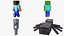 Collection de modèles 3D Minecraft Steve Zombie Skeleton Spider Survival Rigged, prêts pour le jeu en 4K PBR