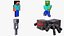 Collection de modèles 3D Minecraft Steve Zombie Skeleton Spider Survival Rigged, prêts pour le jeu en 4K PBR