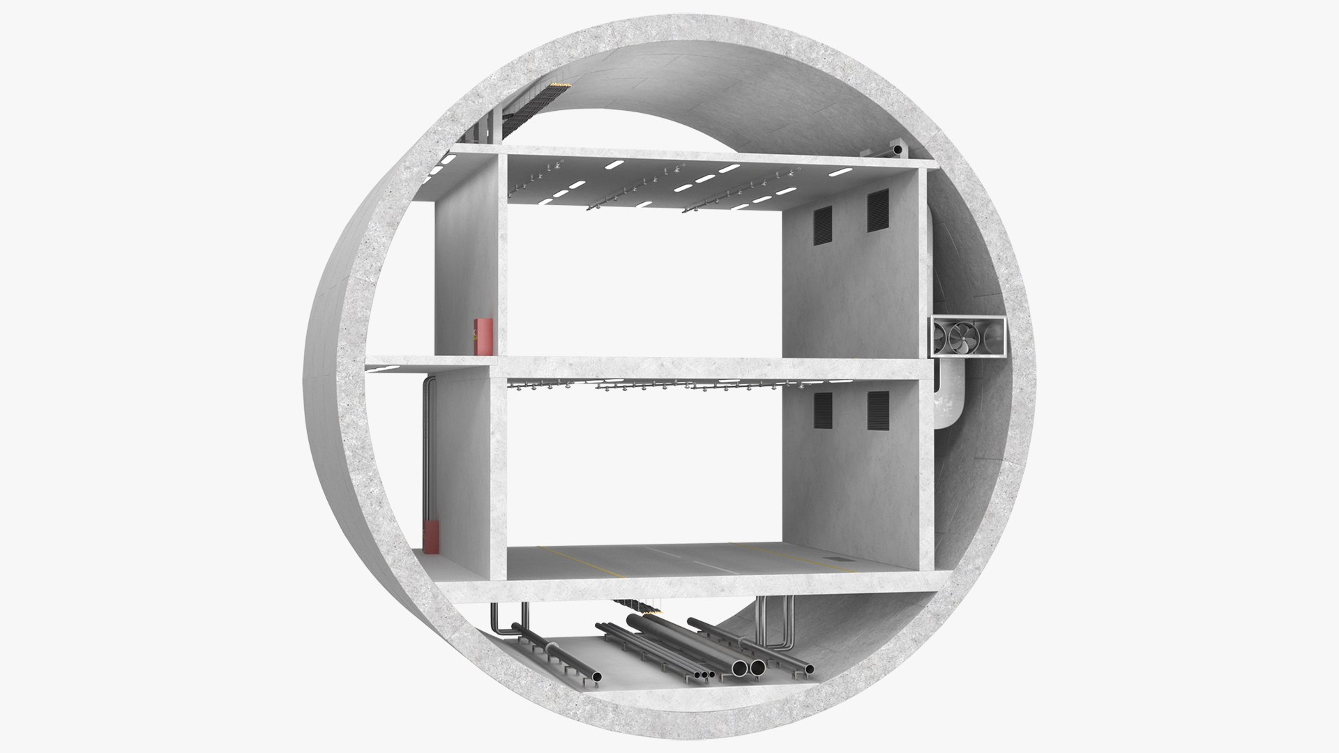 Two Level Tunnel Cross Section 3D model preview