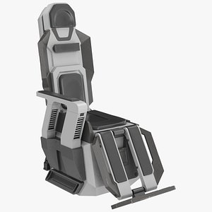 3D Pilot Seat Futuristic Grey model