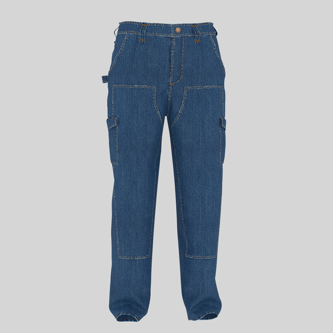 Woman Denim Cargo Pants - 2looks 3D Model - TurboSquid 2186063